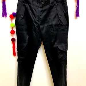 Elizabeth & James Black cargo crop silk pants